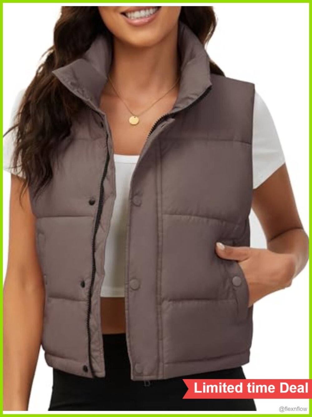 Women's Cropped Puffer Vest Sleeveless Quilted Winter Outerwear Waterproof